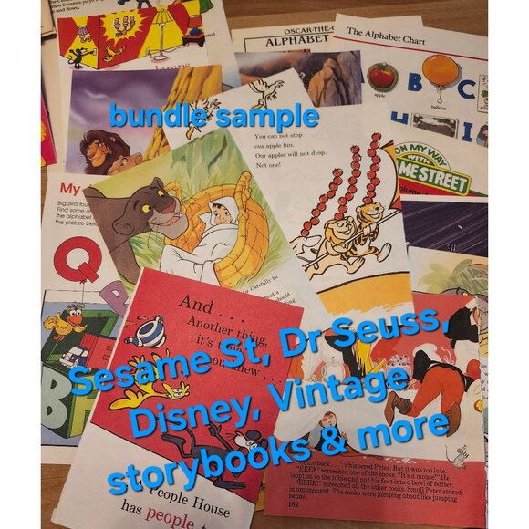 25 Vintage Illustrated Children's Book Pages Junk Journal Ephemera Lot Scrapbook - Picture 3 of 5